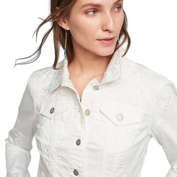 Pilcro and the Letterpress Denim Jacket Button Up Collared Long Sleeve White S - Picture 1 of 7